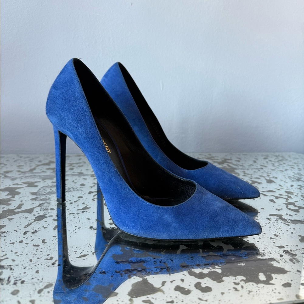 Saint Laurent Blue Suede Heels SZ 39.5